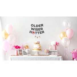 Older Wiser Hotter Black Glitter Banner – Funny Birthday and Retirement Party Supplies, Ideas, Gifts and Decorations