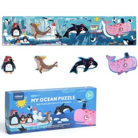 boppi Mideer My Large Floor Puzzle Jigsaw 100cm Long with Inner First Puzzle with 28 Large Extra Thick Pieces for Kids Illustrated 3 + Years – Ocean