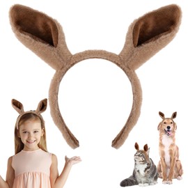 Sibba Horse Ears Headband Makeup Hairband Animal Caps Soft Women Hair Accessorie Movable Costumes Elastic Head Wear for Party Washing Face Spa Gifts Cosplay Dress up Light Brown