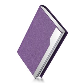 FACATH Visitenkartenetui – Luxus PU-Leder Namenskartenhalter & Edelstahl Multi Kartenetui, Slim Metal Pocket Card Holder Wallet Credit Card ID Case/Holder with Magnetic Shut – Purple