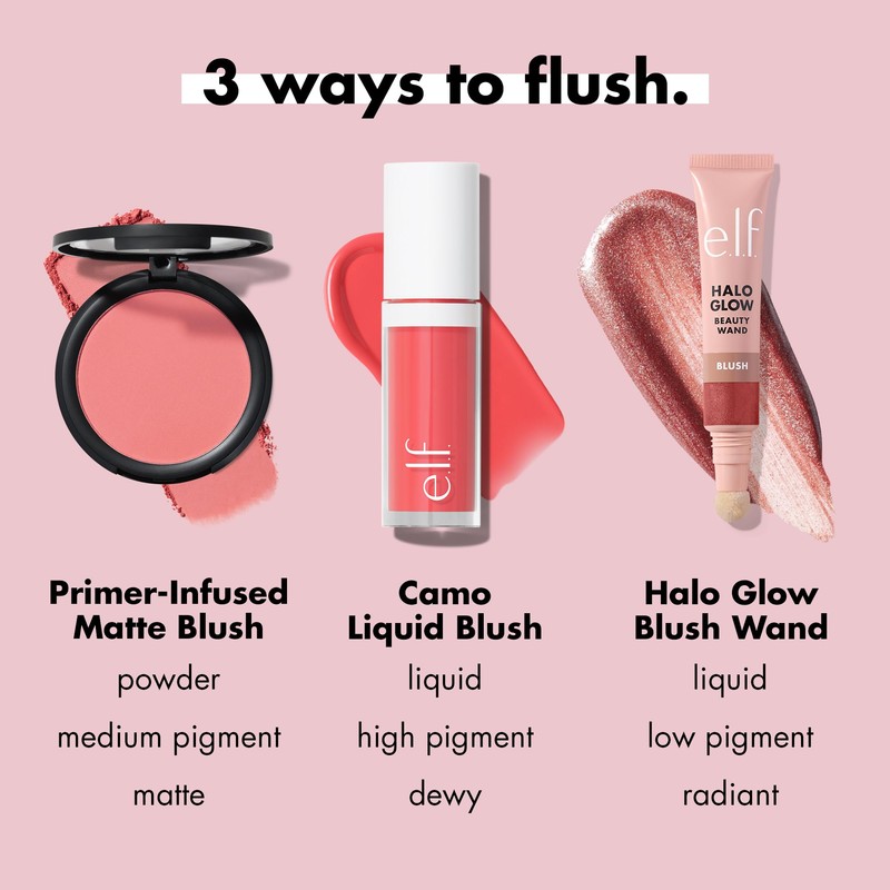 e.l.f. Primer-Infused Matte Blush, Long-Lasting, Lightweight & Buildable Powder Blush,