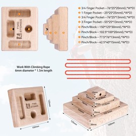 Pinch Block Climbing, Pinch Block Grip Strength, Wooden Hand Grip, Finger Grips Hanging Pinch Grip with Edges and Pockets