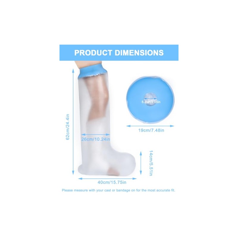 1 Pack Waterproof Lower Leg Cast Cover for Shower and