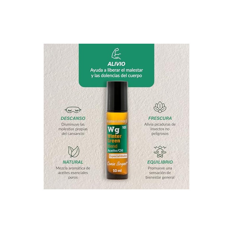 Wintergreen Roll Dolor Cabeza Músculos Descongestión Aceites Esenciales Puros Menta