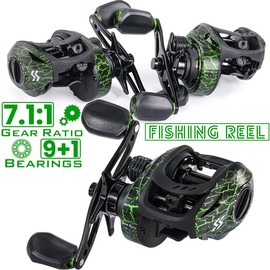 Sougayilang Fishing Baitcasting Reel, Baitcaster Fishing Reels with 9+1BB, Magnetic Braking System for Outdoor Fishing Gear Ratio - Color: Black--Lefe Handle