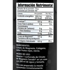 Citrato de Magnesio y Colágeno Sanabi 600 g Frutos Rojos                                                                                              