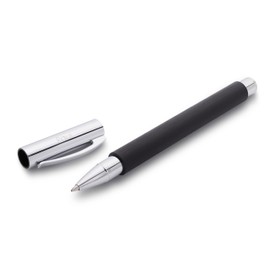 Faber-Castell 148142 - Penna stilografica AMBITION in resina pregiata, pennino EF, inclusa confezione regalo, colore fusto: nero/argento
