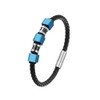Van Heusen Men Braid Leather Bracelet with Three Stainless Steel