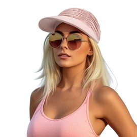 YAMEE Visor Cap Women's UV Protection, Sun Visor Women's Elastic Sun Shield, Lightweight Sun Hats Large Brim, Sun Visor Women's Summer Cap Breathable for Beach, Camping, Picnics, Hiking, pink