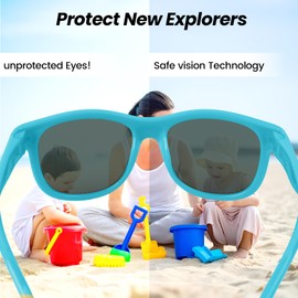 HECCEI Baby Sonnenbrille Polarisiert UV Schutz - Scout Sonnenbrille Flexibles Gestell für Jungen und Mädchen 0-24 Monate (Ozeantürkis)
