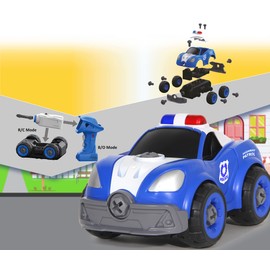 Police Car First RC Kit 22 Pieces with Cordless Screwdriver - from 3 Years, Slip Clutch, Interchangeable Insert, Robust Plastic, Rubber Tyres, Promotes Fine Motor Skills and Technical Understanding