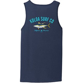 Joe's USA Koloa Surf Heavyweight Cotton Tank Top (Navy with Yellow Fin Tuna Logo - 4X-Large)