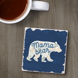 Thirstystone Mama Bear Single Tumbled Tile Stone Coaster with Protective Cork Backing Manufactured in The USA 4" Square