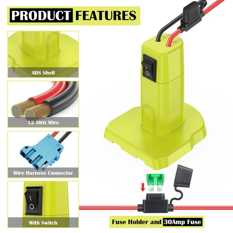Power Wheel Adapter for Ryobi 18V Battery Adapter Power Wheel