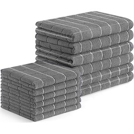 Homaxy Microfiber Kitchen Towels and Dishcloths Set, 12 Pack Soft and Absorbent Dish Hand Towels Bulk, 28 x 16 Inch & 12 x 12 Inch Quick Drying Rags for Washing Dishes, Grey