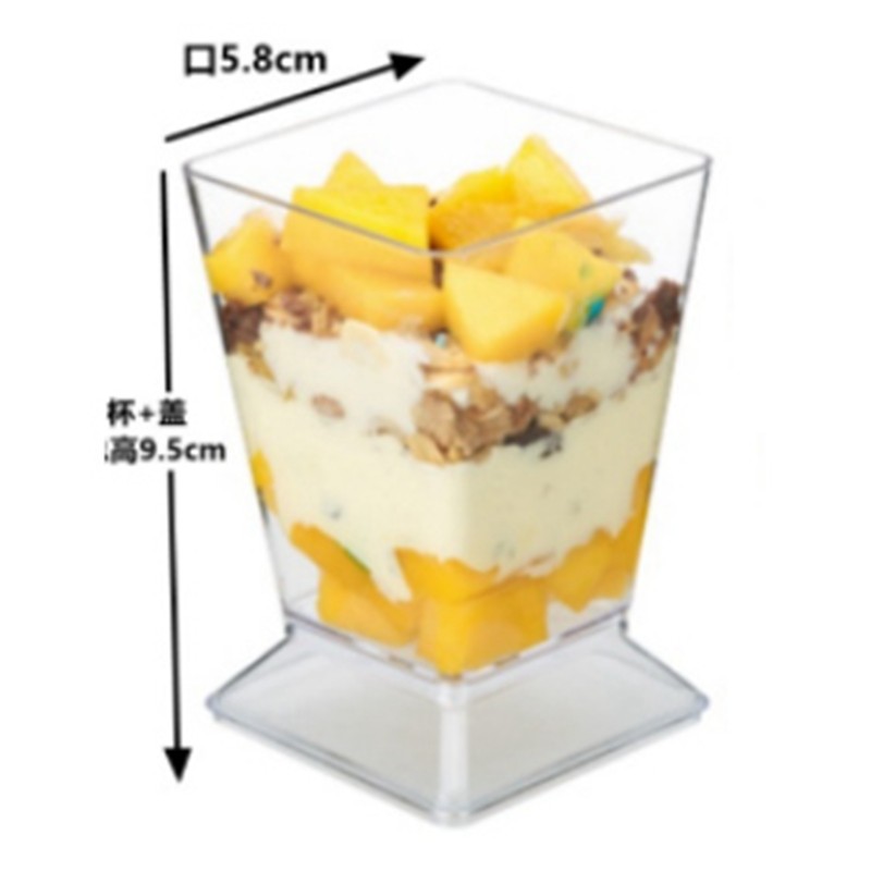 Clear Dessert Cups with Lids Reusable Trapezoidal Transparent Easy Clean