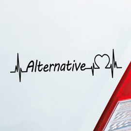 Hellweg Druckerei Car Sticker Alternative Pulse Heartbeat Fun Sticker Rear Window Sticker Car Sticker
