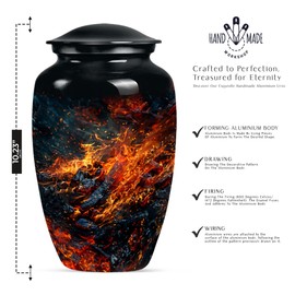 YATHABHISA Fire Urn, Decorative Urns, Funeral Urns for Grandparents, Combo of 1 Large Urn with Velvet Bag and 1 Small, Unique Urn, Keepsake Urns for Ashes, Adult Ashes Urn, Memorial Urns
