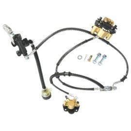 Unbranded ATV Front Hydraulic Foot Brake Caliper + Knuckle Spindle + 3 Stud Hub + Tie Rod