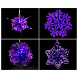 Set of 4 40cm Christmas Foil Ceiling Garland Hanging Xmas Decoration, Long Star, Snowflake, Star Ball & Star (Dark Purple)