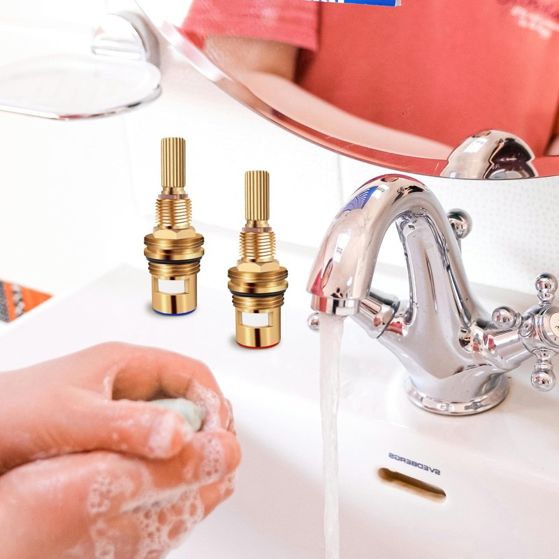 Brass 1-001 & Brass 1-002 Ceramic Valve Set，Replacement Hot Widespread