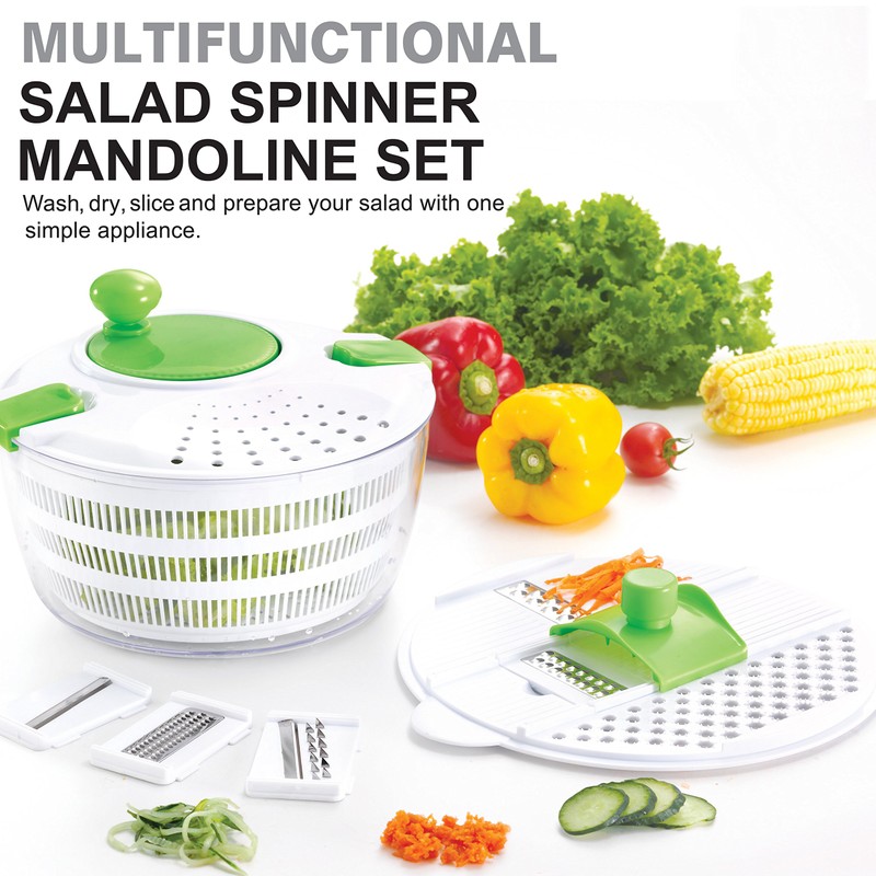HUJI Salad Spinner and Mandoline Multifunctional Set, Vegetable Dryer With