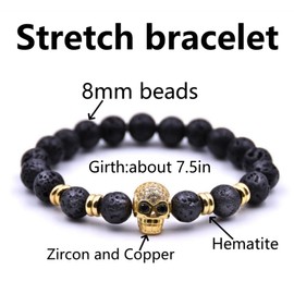 HYHONEY Skull Bracelet Bracelets For Men Mens Bracelet Prayer Skull Beads Elastic Adjustable Bracelet For Men Women