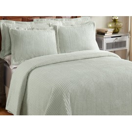 Better Trends Sage King Bedspread Set, 100% Cotton Tufted - Classic Stripe Coverlet, Soft & Cozy Bedding Set for All Seasons, Machine Washable, 3 Pieces- Jullian Collection
