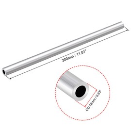 TOP-VIGOR 1Pc 6063 Aluminum Round Tube, 16mm OD 10mm ID 300mm Length Seamless Aluminum Straight Tubing Metal Pipe for Industry DIY Projects
