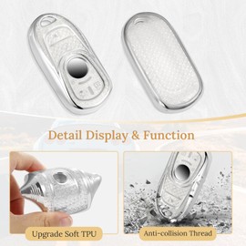 Coverforkey for Buick Key Fob Cover with Fashion Braided Keychain, Enchanting Diamond Patterns Soft Case for Enclave Encore GX Envision LaCrosse Regal Tourx (6 buttons) (White, A)