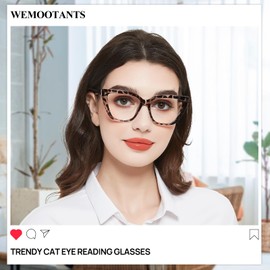 Oversized Cat Eye Reading Glasses for Women 1.25 by WEMOOTEANTS Women's Trendy Tortoise Readers 100 125 1.50 175 200 225 250 275 3.00 350 400