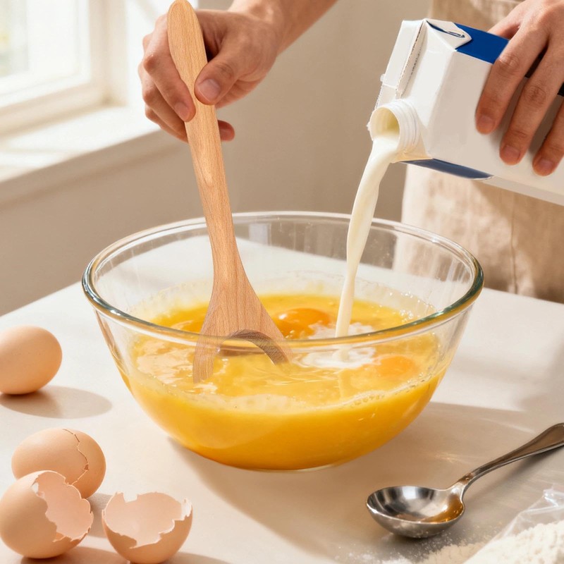 LLMSIX Danish Dough Whisk, Wooden Bread Whisking Tool for Mixing,