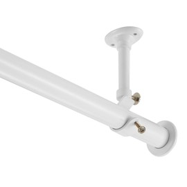 YunNephele Ceiling Curtain Rod 56-108 inch,Adjustable Metal Single Window Curtain Rods Set,1 inch diameter Hanging /Wall Mount Drapery Rod-White