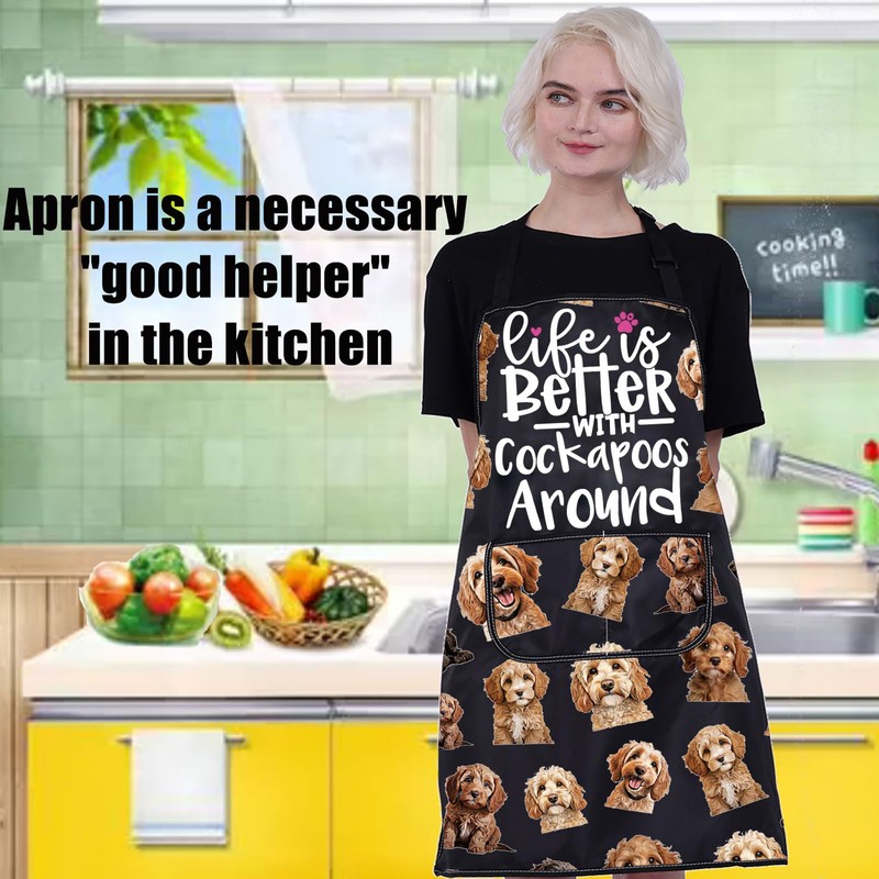 PXTIDY Cockapoo Dog Kitchen Apron Life Is Better with Cockapoos