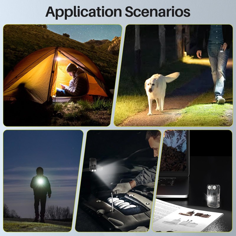 BORUIT V20 Small Flashlight EDC Flashlight with Clip,365nm UV,180°Head Swivels,Super