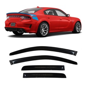 SONLEE Smoke Black Outside Mount Window Visor Deflectors Rain Guards Compatible with 2011-2021 Dodge Charger