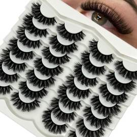 VOCOAK Mink Lashes D Curl False Lashes Strip Volume Fluffy False Eyelashes Bulk 18mm Long Dramatic Fake Eyelashes Pack