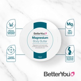 BetterYou Magnesium Body Butter - Incredibly Nourishing and Hydrating Formula - Perfect for Dry Areas - Leaves Your Skin Remarkably Supple and Radiant - Absorbs Quickly to Restore Moisture - 6.7 oz