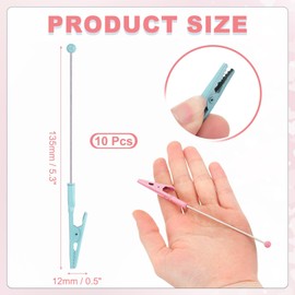 PATIKIL Long-Tailed Alligator Clamp, 10 Pcs 5.3 Inch/135mm Metal Wire Alligator Clamp Beadable Alligator Photo Clips for Picture Note Menu Memo DIY Decor Crafts, Blue