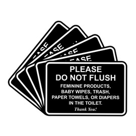 All Quality Classic Framed Please Do Not Flush Thank You Bathroom Etiquette Sign - Laser-Engraved Lettering | Durable ABS Plastic | Vibrant Colors - 4" x 6" (Black-White) 5 Pack