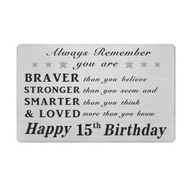 15th Birthday Gifts for Teen Girls Boys, 15 Year yr Birthday Gifts Birthday Engraved Wallet Card