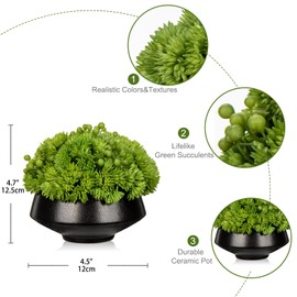 Briful Succulents Plants Artificial in Ceramic Pots Fake Succulent Arrangement with Black Bowl Planter Large Faux Succulent Plants for Home Bathroom Shelf Desk Table Indoor Decor