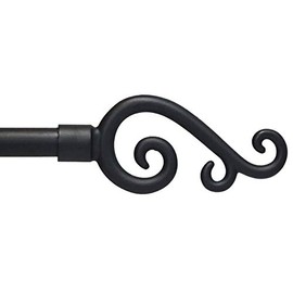 Urbanest Adjustable Scroll Finial Curtain Drapery Rod Set, 5/8-inch (Black,28"-48")
