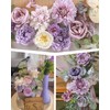 Senseya Artificial Flowers Combo Set, Purple Silk Roses, Peonies, Dahlias