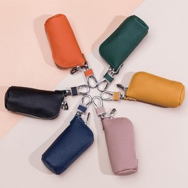 Yocipa Leather Key Case, Men's, Coin Purse, Women's, Book, Leather, Coin Case, Multifunctional Key Case, Coin Holder, Compact, orange