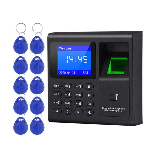 LIBO Intelligent Biometric Fingerprint Time Attendance Machine Time Clock Recorder Employee Check-in Device Access Control Keypad with RFID Key fobs