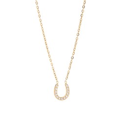 CHERRY Knot Necklace Mini Pave Horseshoe Horseshoe Simple Pendant Metal Allergy Wear-All-Day Necklace Stainless Steel 18k Gold Ladies Short Azuki Chain U-Shape Gold Silver, Stainless Steel, Zircon