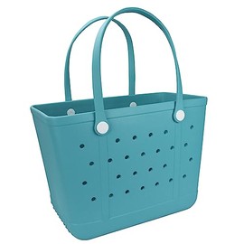 Uwyriwooq Beach Bag, Extra Large Rubber Beach Tote Bag for Women, Waterproof Beach Bag with Holes (Azure)