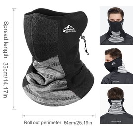 LIBRNTY Multifunctional cycling scarf, neck warmer, tube scarf, men's tube scarf, winter men, optional with filter compartment, thin and washable for running, cycling, motorcycle mask, ski mask, black