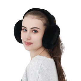 Kedofe Kedofe Ear Muffs for Winter Women Foldable Fuzzy Cold Outdoor Earmuffs Soft Faux Furry Ear Warmers Covers (Black)